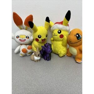 Pokemon Plushies‎ Lot, Pickachu, & More, Plus Two Hard Molded Eevee, EUC